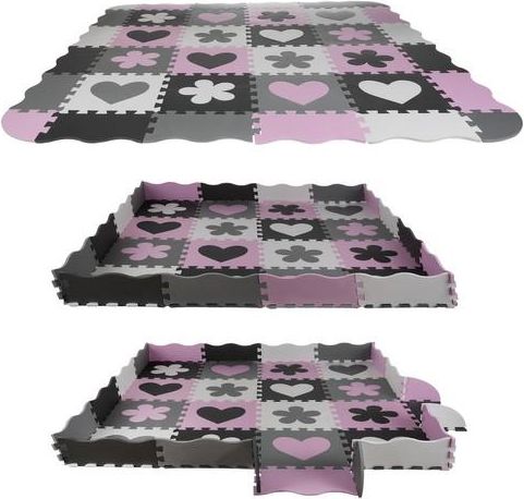 Pěnové puzzle na zem 16ks - růžové srdíčko 30x30cm - obrázek 4