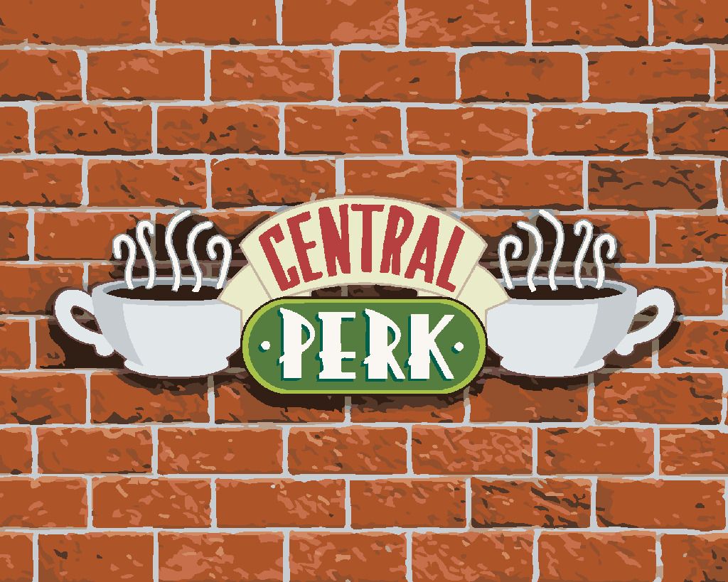 zuty Malování podle čísel - CENTRAL PERK NA CIHLOVÉ ZDI (PŘÁTELÉ) - Rozměr: 40x50 cm, Rámování: Varianta: vypnuté plátno na rám - obrázek 2