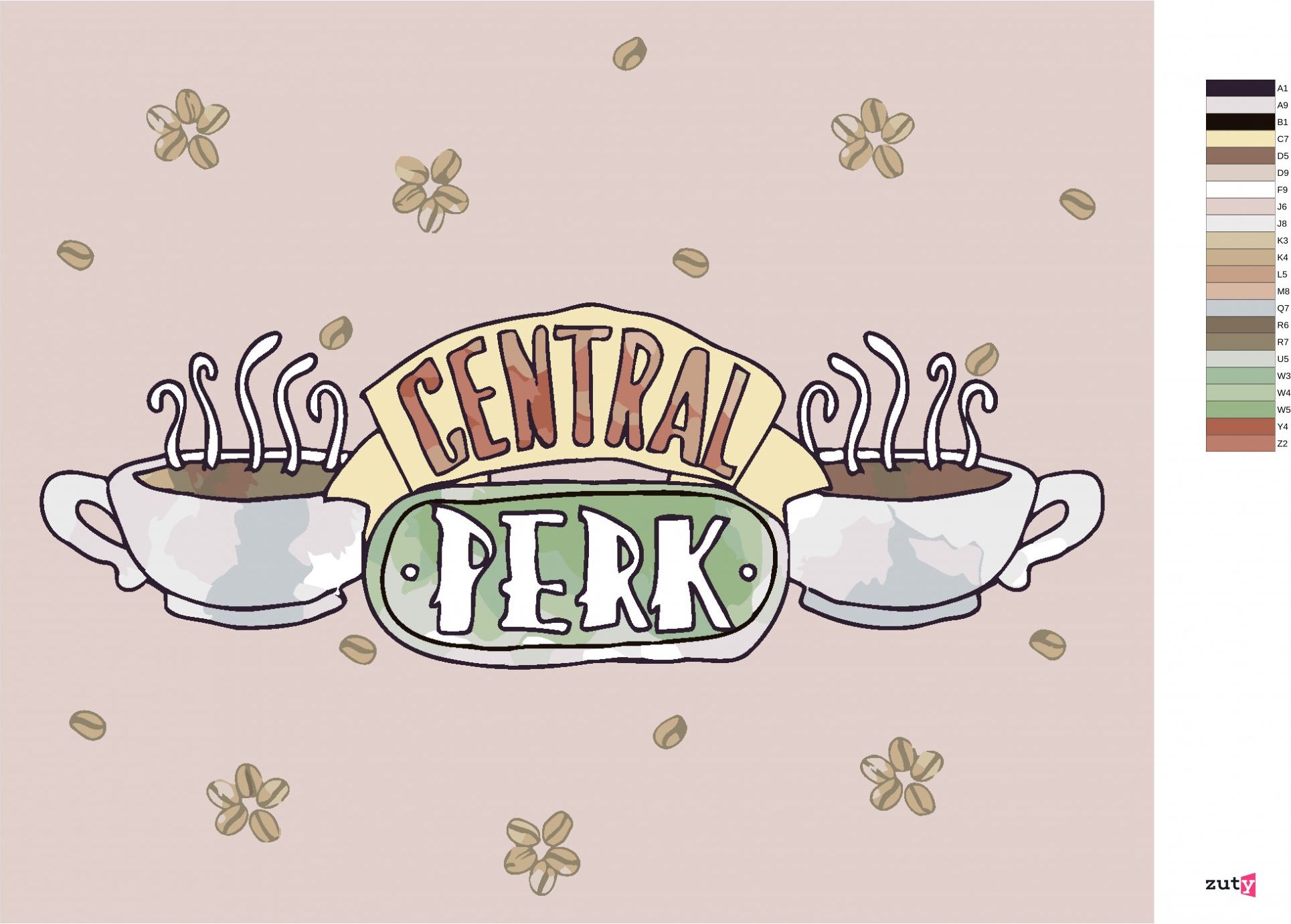 zuty Malování podle čísel - CENTRAL PERK A KÁVOVÉ BOBY (PŘÁTELÉ) - Rozměr: 40x50 cm, Rámování: Varianta: vypnuté plátno na rám - obrázek 5