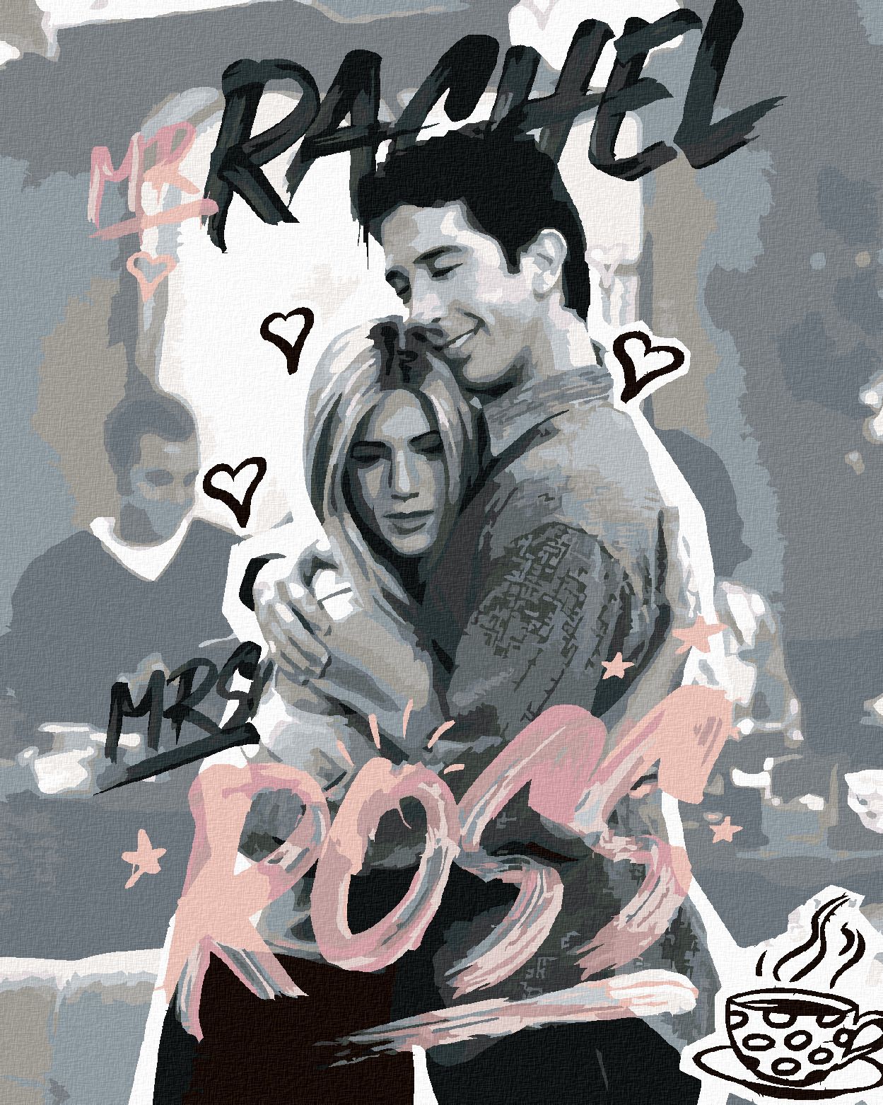 zuty Malování podle čísel - ROSS A RACHEL II (PŘÁTELÉ) - Rozměr: 40x50 cm, Rámování: Varianta: bez rámu a bez vypnutí plátna - obrázek 1