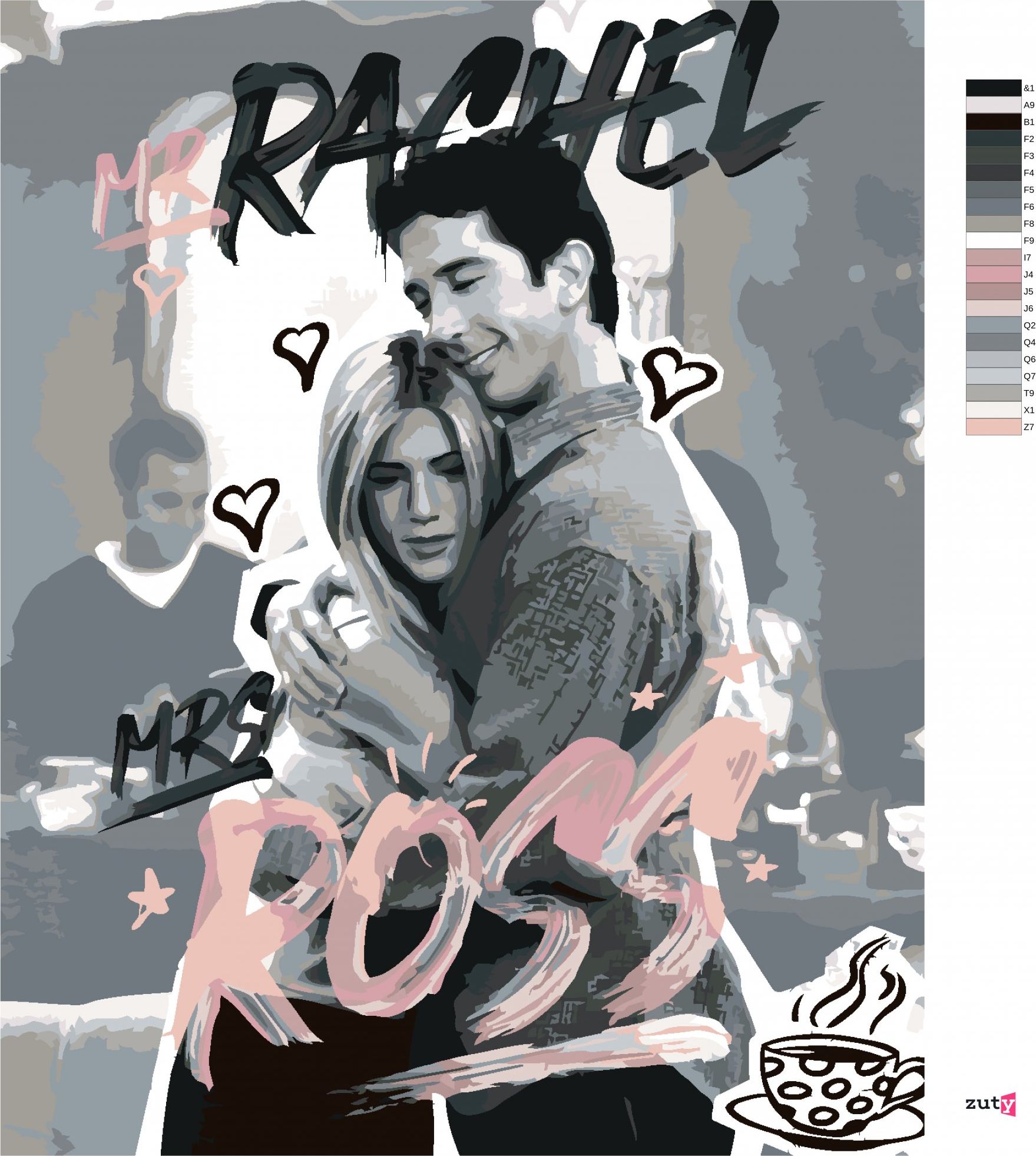zuty Malování podle čísel - ROSS A RACHEL II (PŘÁTELÉ) - Rozměr: 40x50 cm, Rámování: Varianta: bez rámu a bez vypnutí plátna - obrázek 10