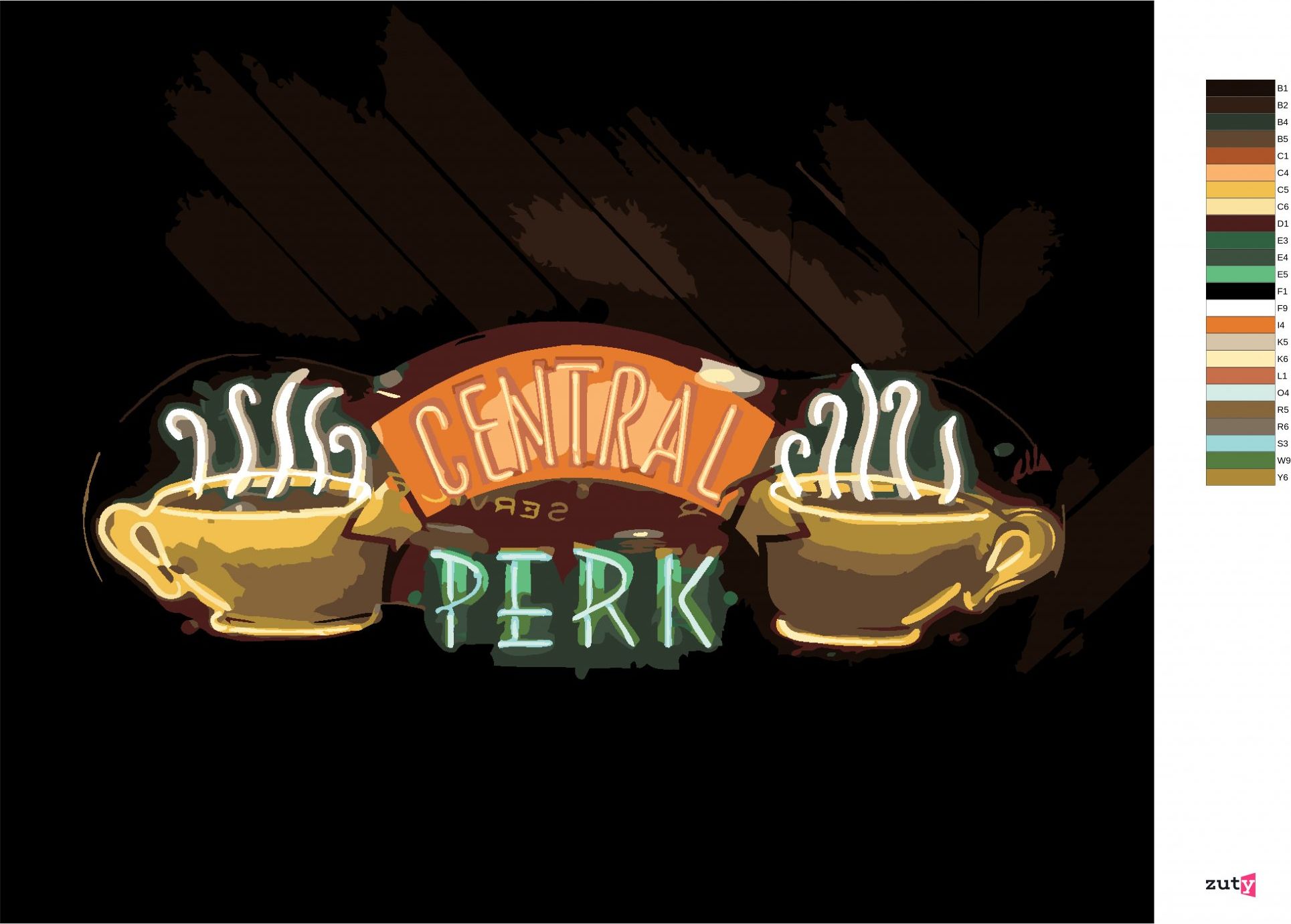 zuty Malování podle čísel - CENTRAL PERK NEON (PŘÁTELÉ) - Rozměr: 40x50 cm, Rámování: Varianta: bez rámu a bez vypnutí plátna - obrázek 10