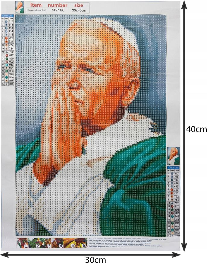 Mozaiková diamantová výšivka - Papež - obrázek 9