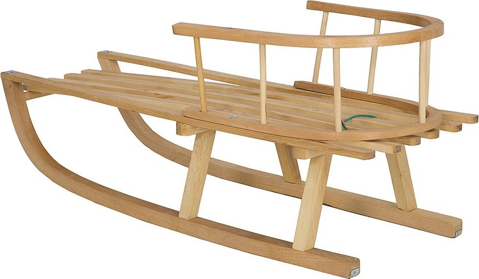 Dětské celodřevěné sáňky s opěradlem a provázkem BAYO 90 cm - přírodní - obrázek 4