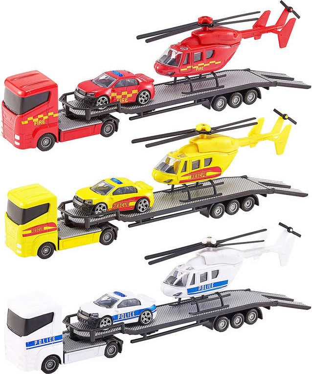 Teamsterz tahač kovový set s helikoptérou a osobním vozem 3 druhy v krabici - obrázek 3