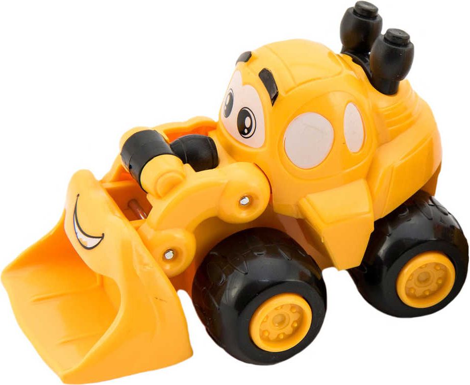 Auto baby veselé stavební 9cm s očima žluté volný chod 3 druhy plast - obrázek 2