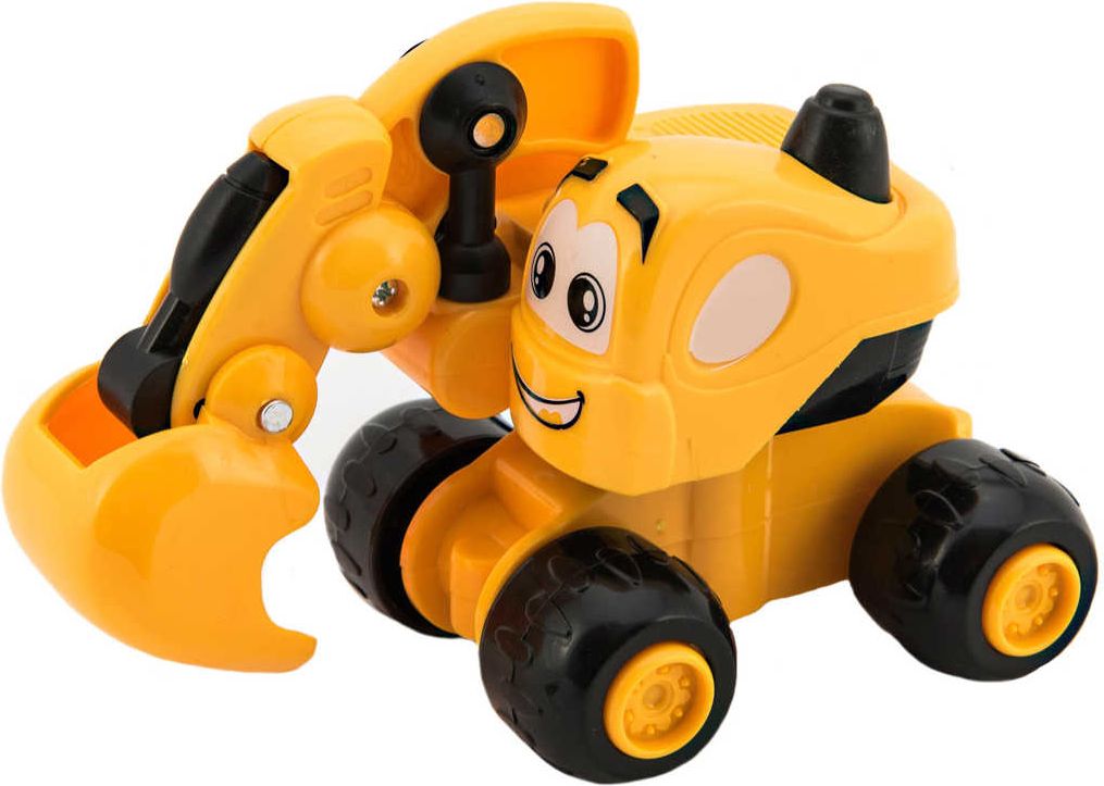 Auto baby veselé stavební 9cm s očima žluté volný chod 3 druhy plast - obrázek 5
