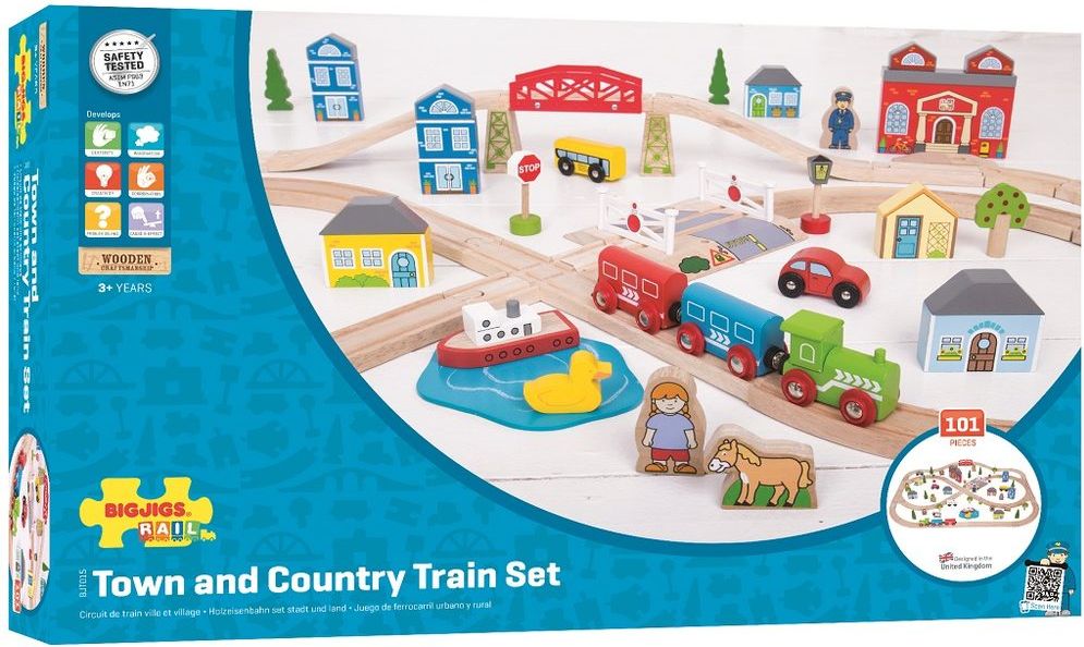 Bigjigs Rail Dřevěná vláčkodráha město a vesnice 101 dílů - obrázek 3