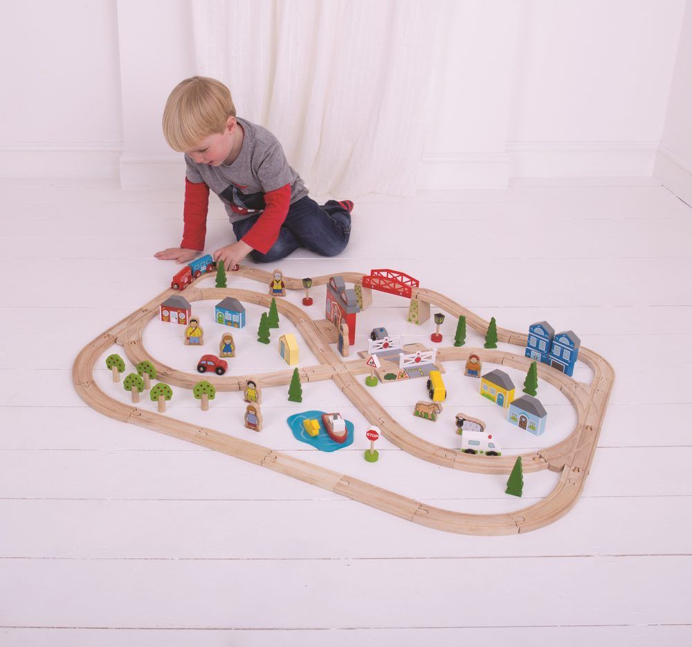 Bigjigs Rail Dřevěná vláčkodráha město a vesnice 101 dílů - obrázek 5
