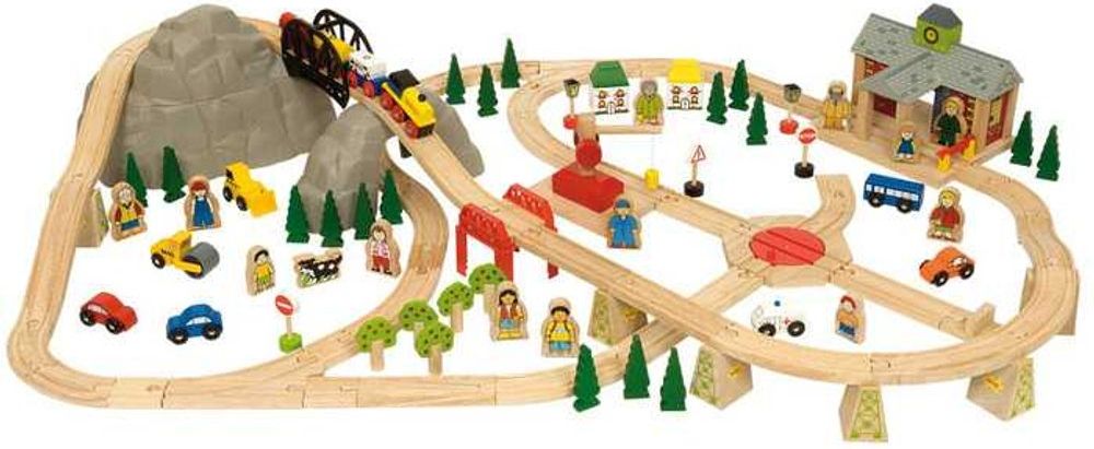 Bigjigs Rail Dřevěná vláčkodráha horská cesta 112 dílů - obrázek 1