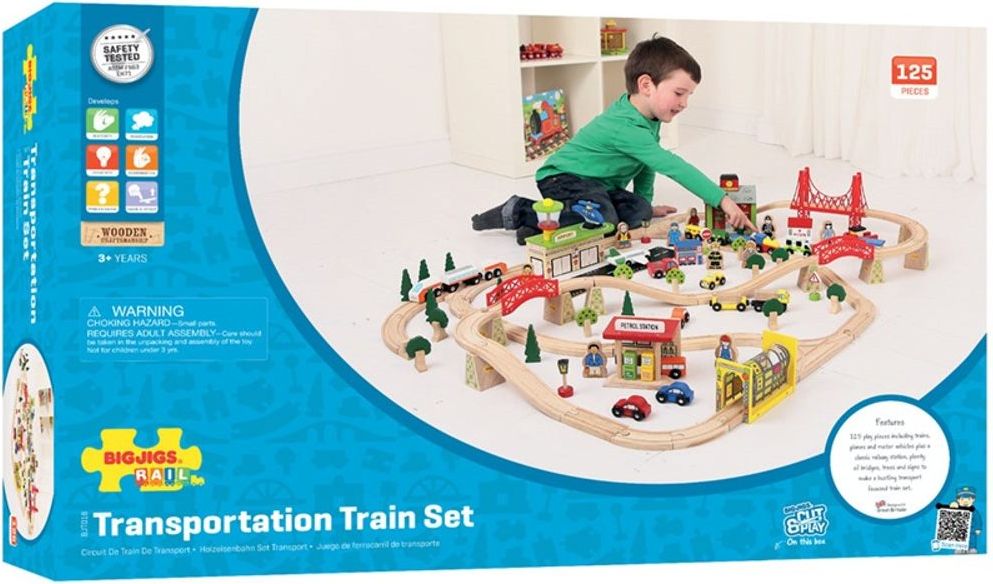 Bigjigs Rail Dřevěná vláčkodráha doprava 122 dílů - obrázek 3