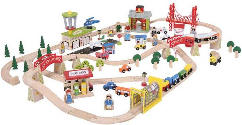 Bigjigs Rail Dřevěná vláčkodráha doprava 122 dílů - obrázek 4