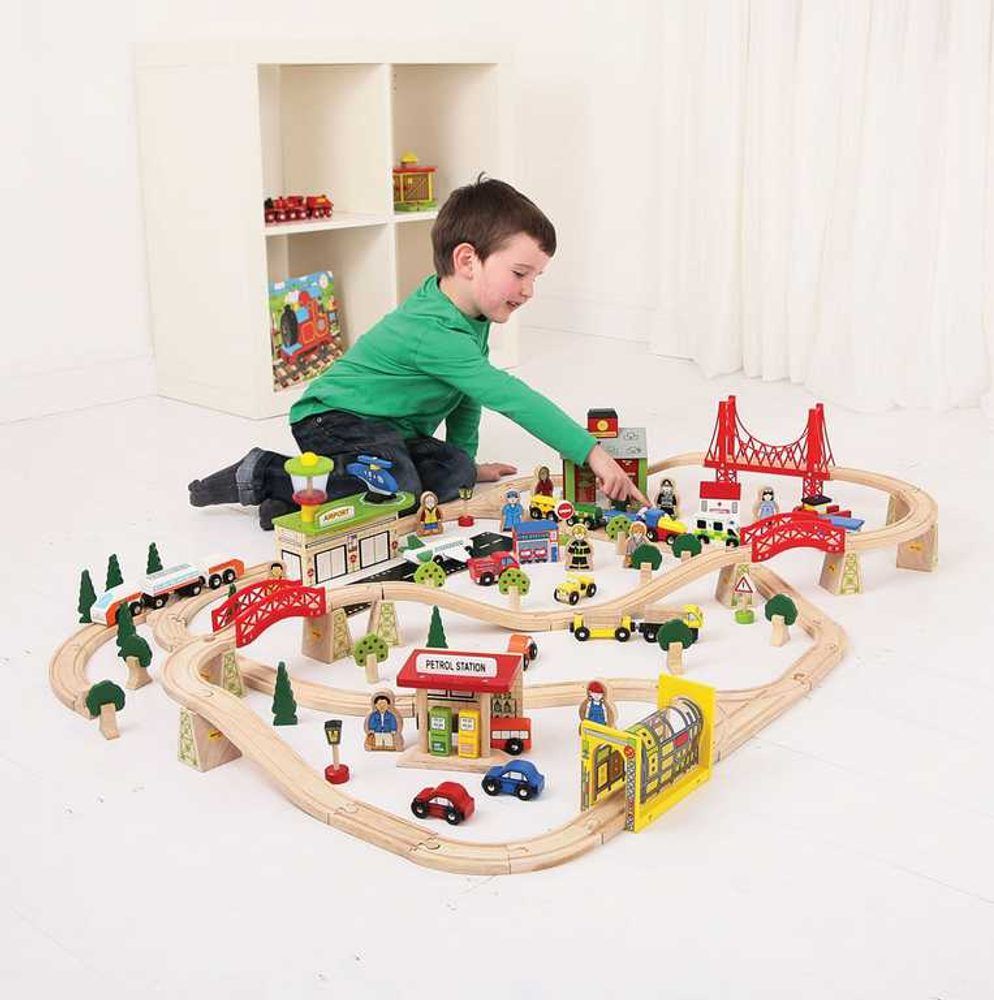 Bigjigs Rail Dřevěná vláčkodráha doprava 122 dílů - obrázek 5