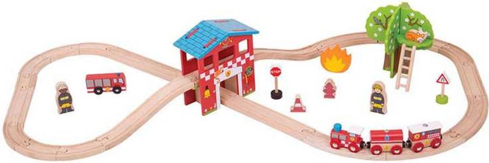 Bigjigs Rail Dřevěná vláčkodráha hasičská stanice - obrázek 1