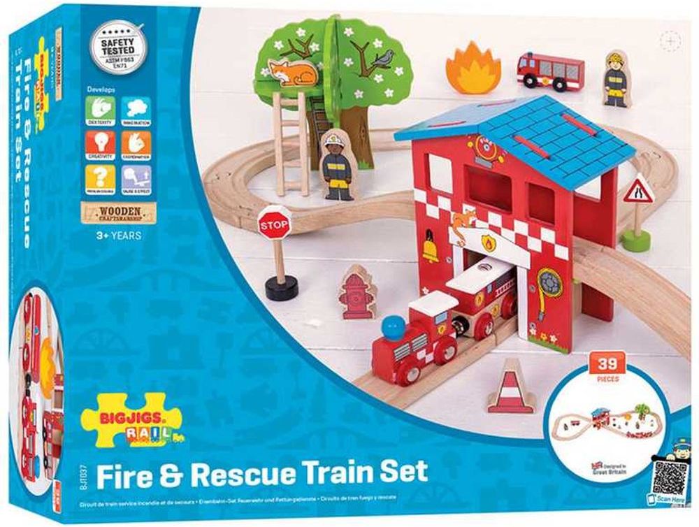 Bigjigs Rail Dřevěná vláčkodráha hasičská stanice - obrázek 2