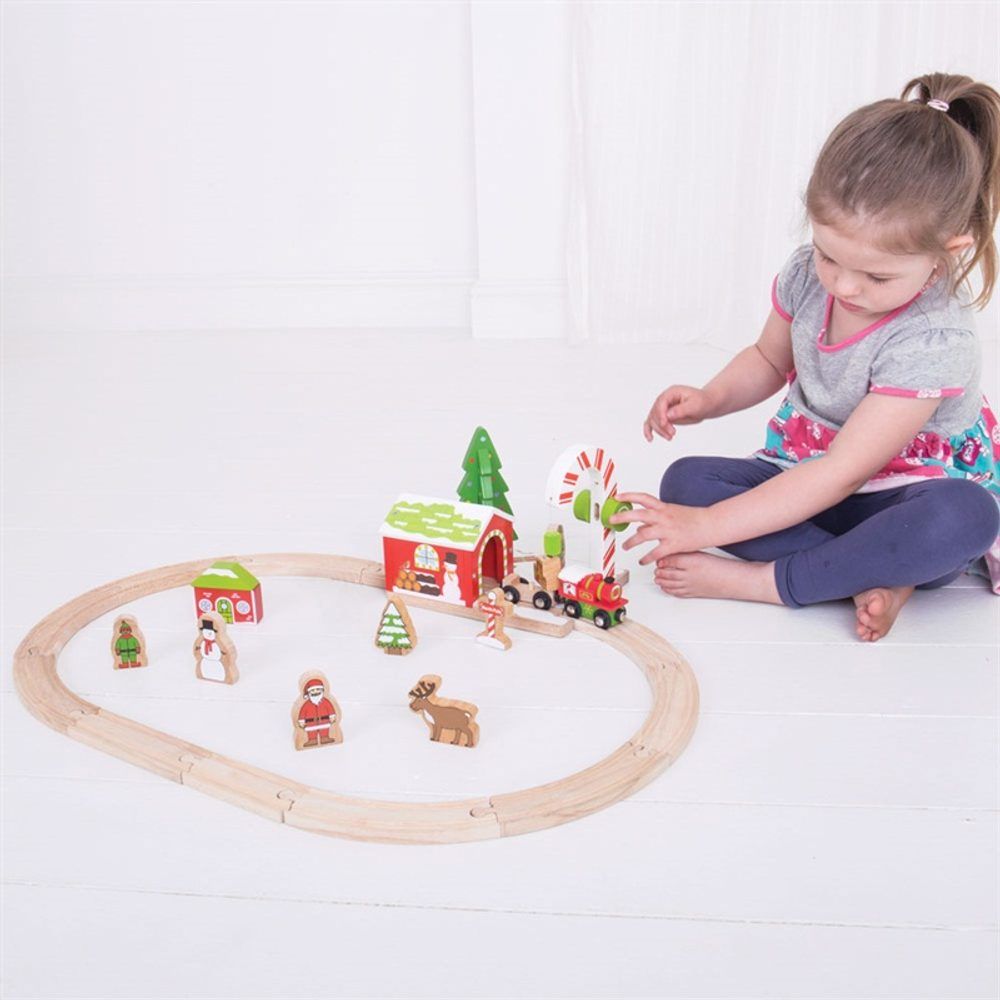 Bigjigs Rail Dřevěná vláčkodráha Zimní země divů 25 dílů - obrázek 2