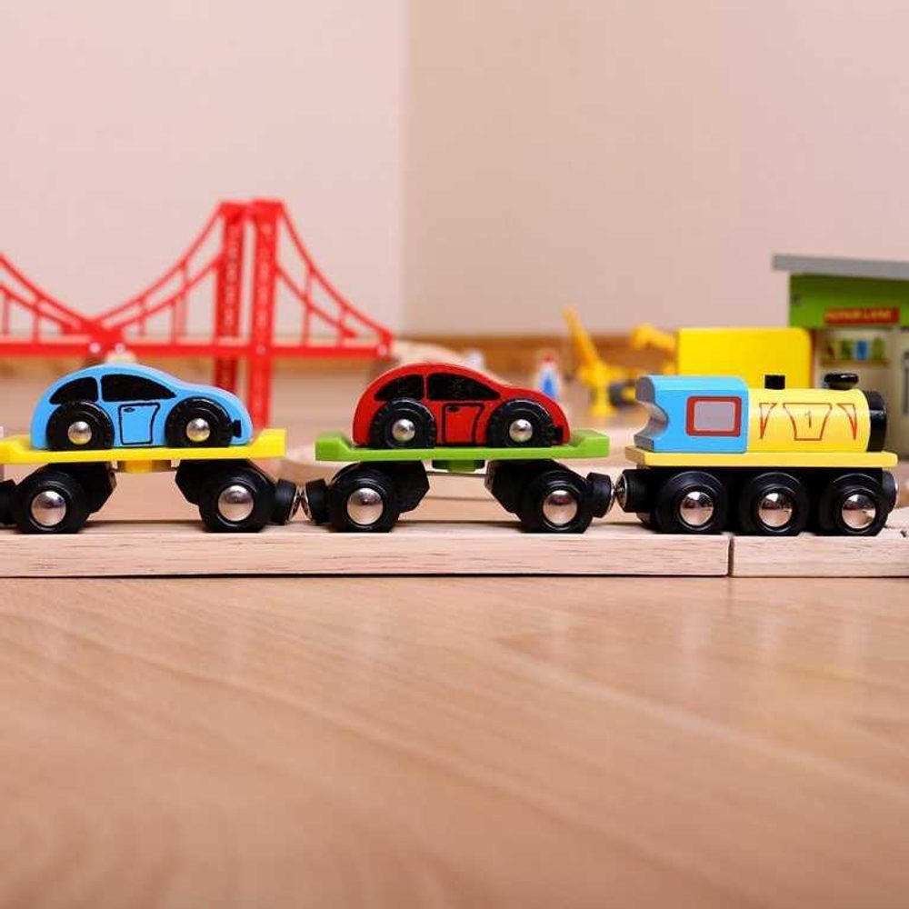 Bigjigs Rail Nákladní vlak s auty a kolejemi - obrázek 2