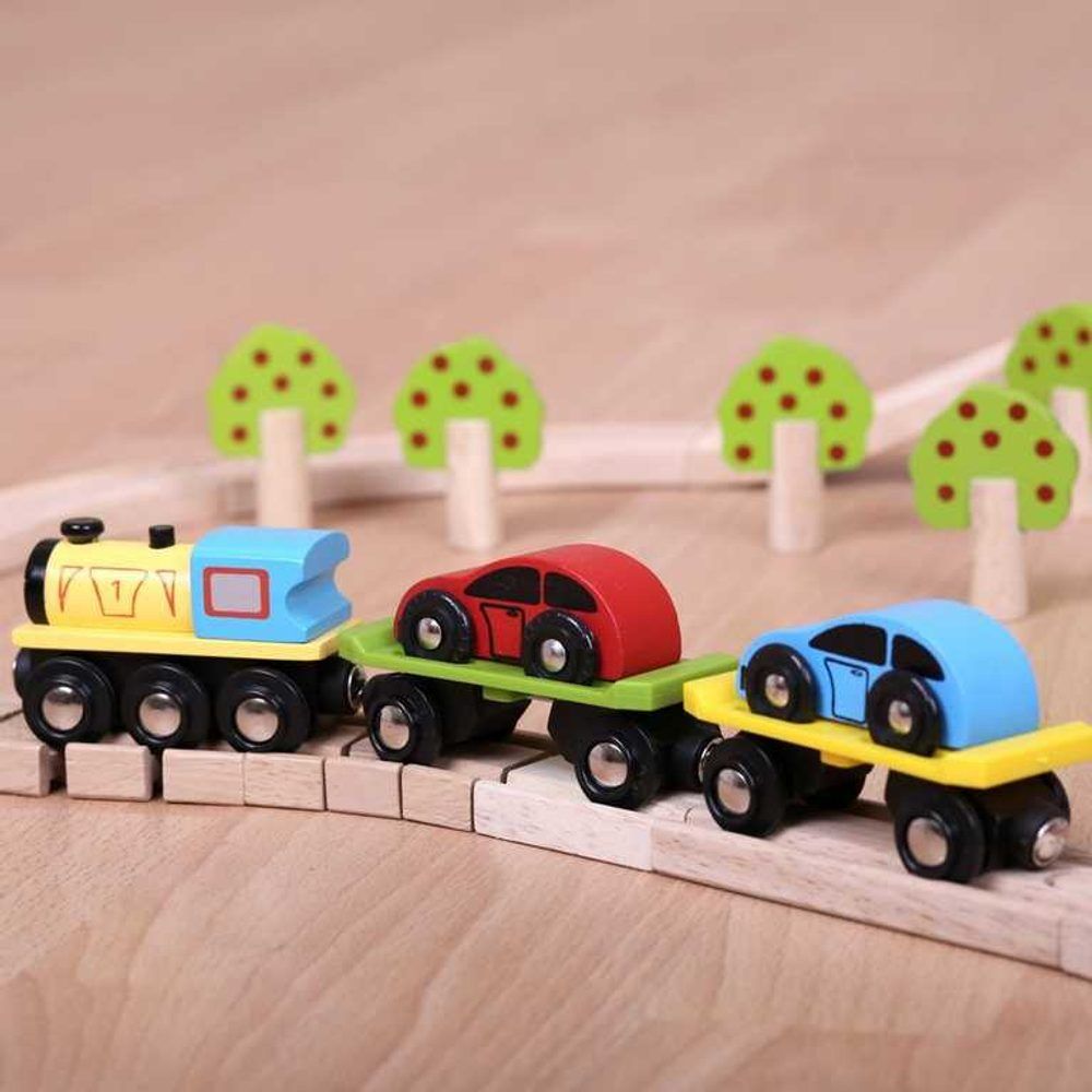 Bigjigs Rail Nákladní vlak s auty a kolejemi - obrázek 4