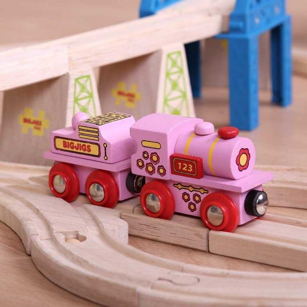 Bigjigs Rail Růžová mašinka s tendrem - obrázek 4