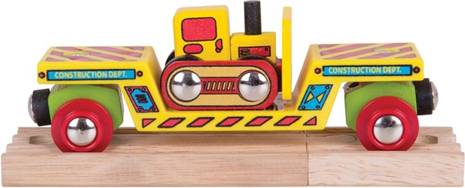 Bigjigs Rail Vagon s buldozerem + 2 koleje - obrázek 1
