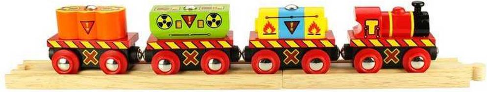Bigjigs Rail Vláček s nebezpečným nákladem + 2 koleje - obrázek 1
