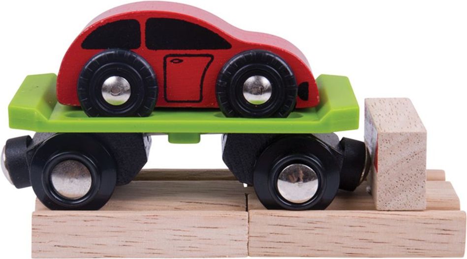 Bigjigs Rail Vagon s autem + 2 koleje - obrázek 1