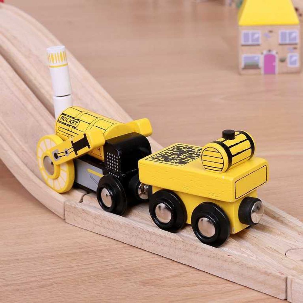 Bigjigs Rail Replika historické lokomotivy Rocket + 2 koleje - obrázek 3