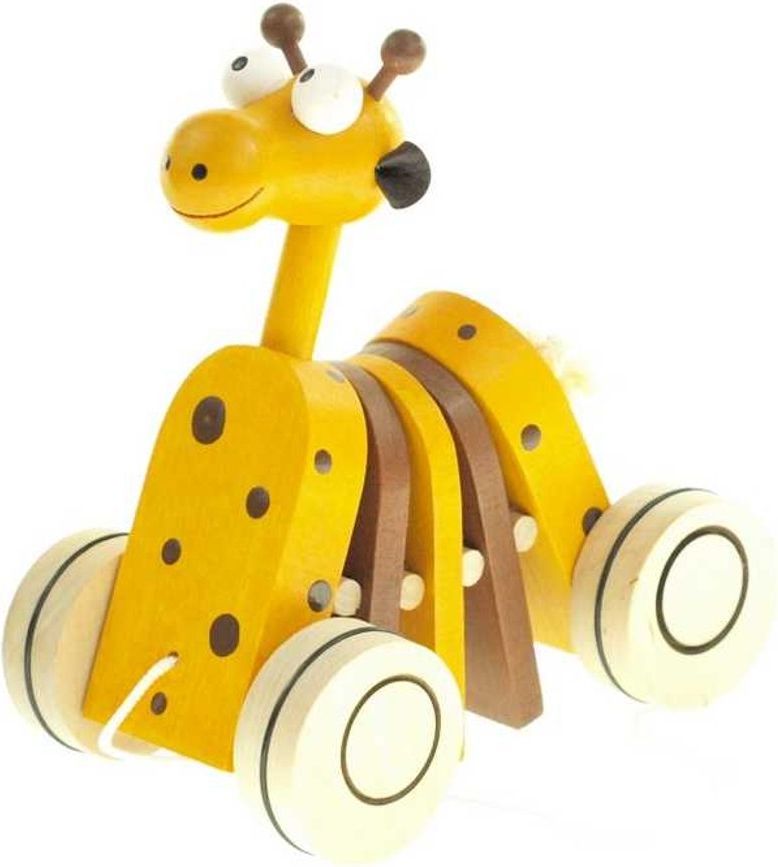 Česká dřevěná hračka Dřevěná tahací hračka - Žirafa klapací - obrázek 1