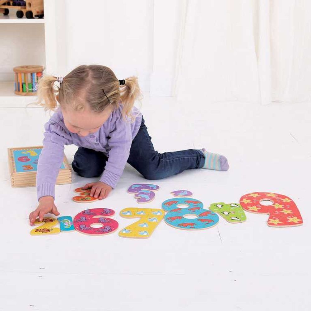 Bigjigs Toys Dřevěné puzzle čísla 1-9 - obrázek 2