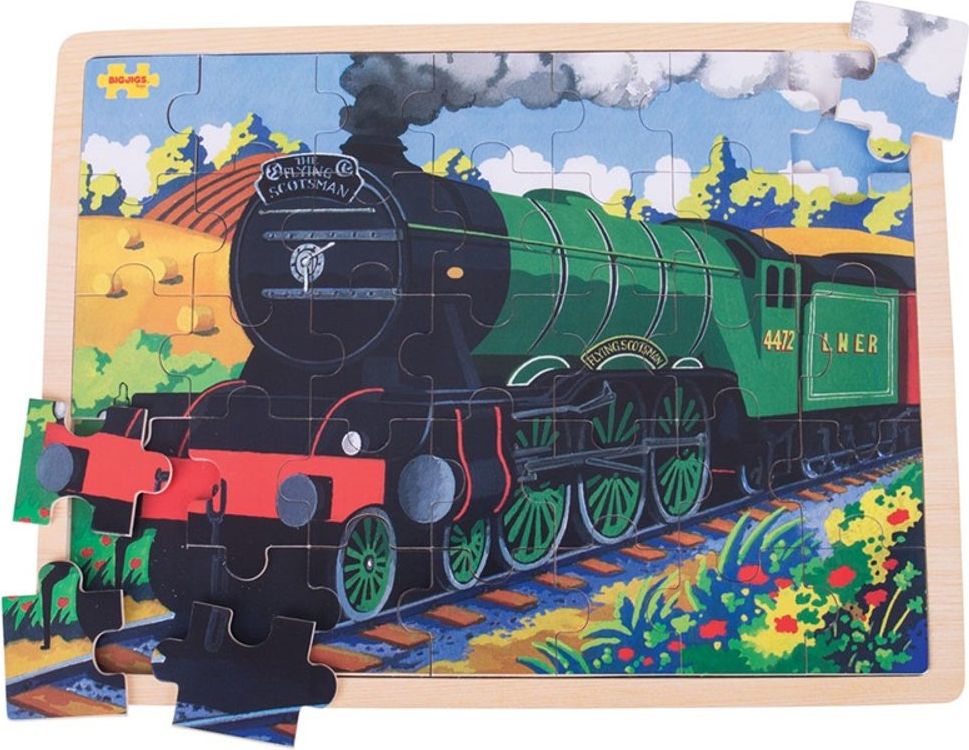 Bigjigs Toys Dřevěné puzzle historický vlak Flying Scotsman 35 dílků - obrázek 2