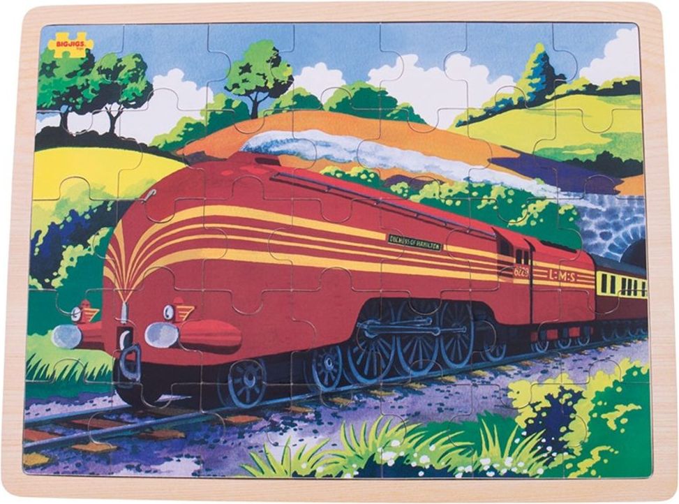 Bigjigs Toys Dřevěné puzzle historický vlak Vévodkyně z Hamiltnu 35 dílků - obrázek 1