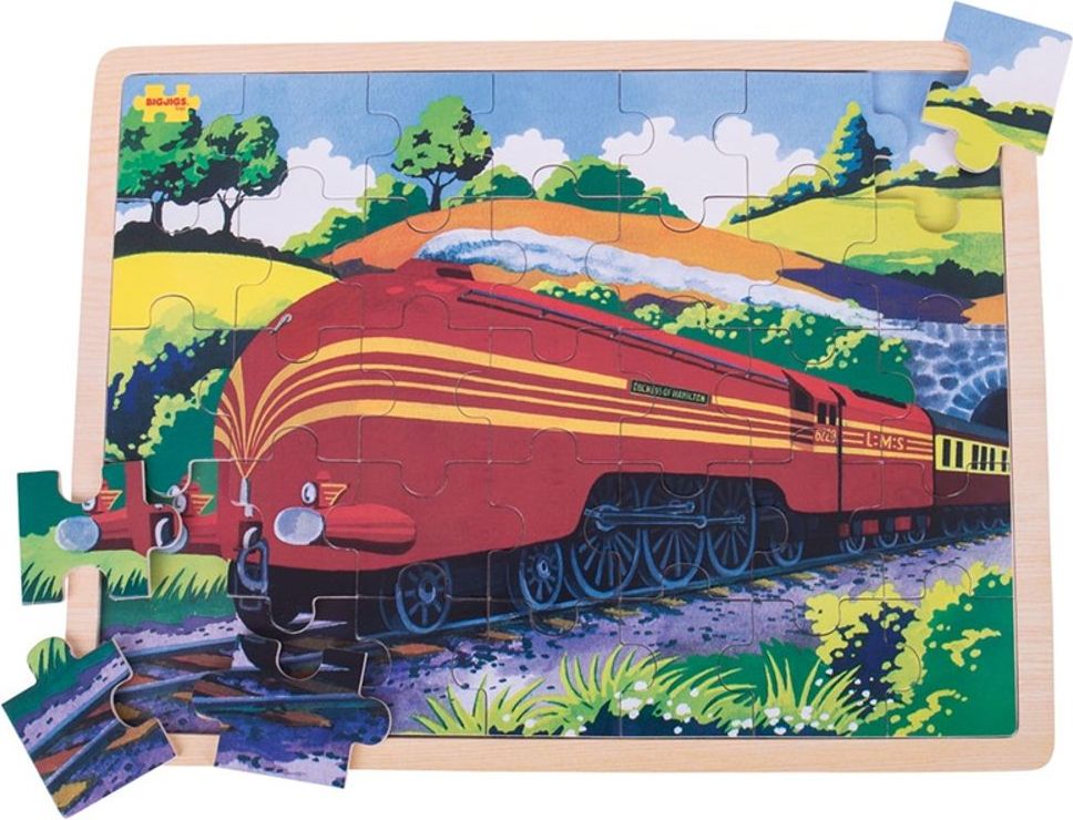 Bigjigs Toys Dřevěné puzzle historický vlak Vévodkyně z Hamiltnu 35 dílků - obrázek 2