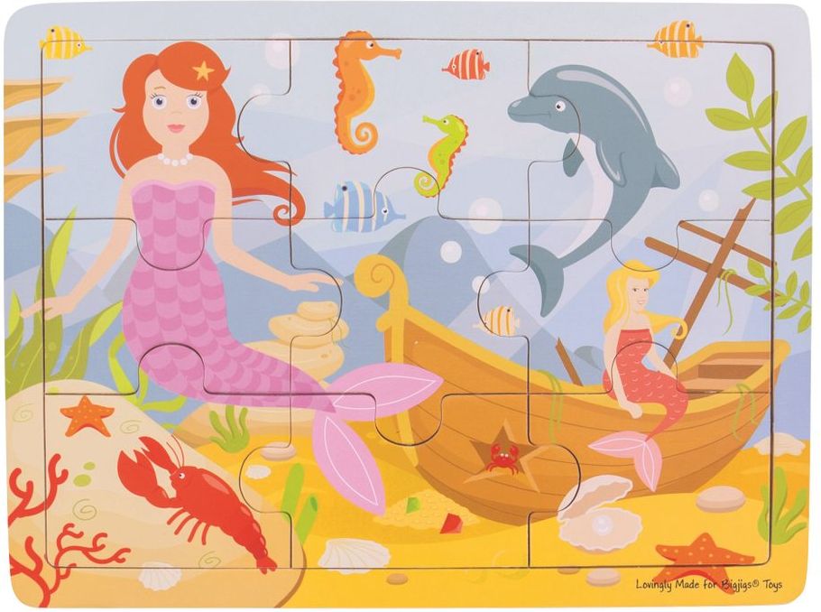 Bigjigs Toys Dřevěné puzzle Mořská panna - obrázek 1