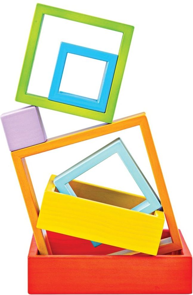Bigjigs Toys Bigjigs Baby Dřevěné skládací čtverce - obrázek 2