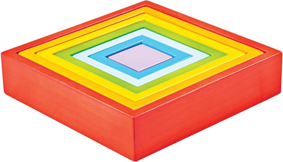 Bigjigs Toys Bigjigs Baby Dřevěné skládací čtverce - obrázek 4