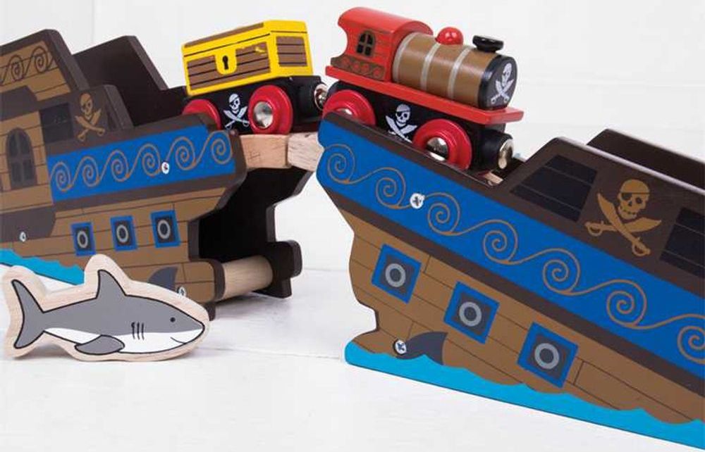 Bigjigs Rail Pirátský vlak + 3 koleje - obrázek 2