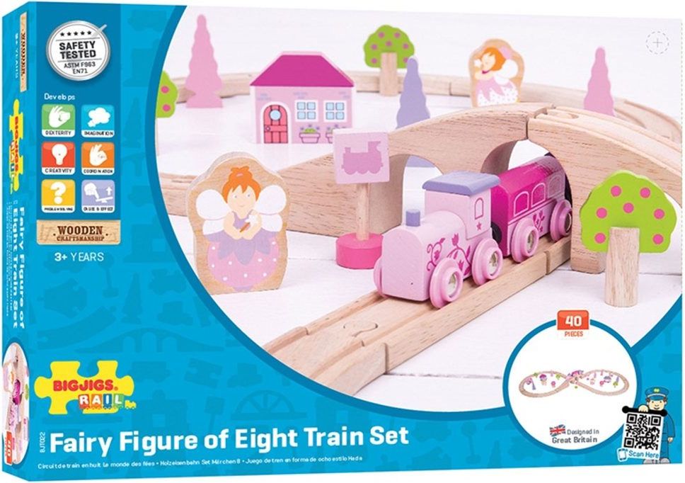 Bigjigs Rail Dřevěná vláčkodráha osmička pro princezny 35 dílů - obrázek 2