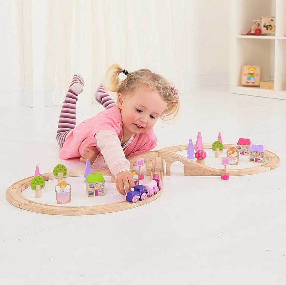 Bigjigs Rail Dřevěná vláčkodráha osmička pro princezny 35 dílů - obrázek 3