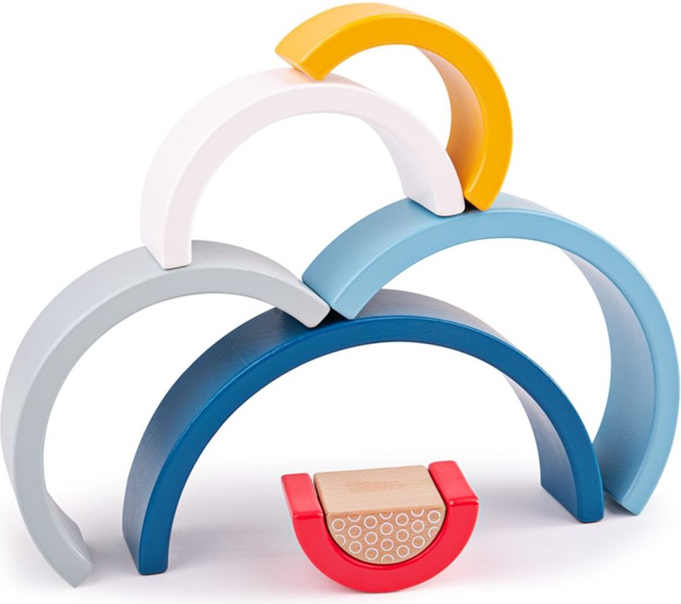 Bigjigs Toys Bigjigs Baby Dřevěná skládací duha modrá - obrázek 3