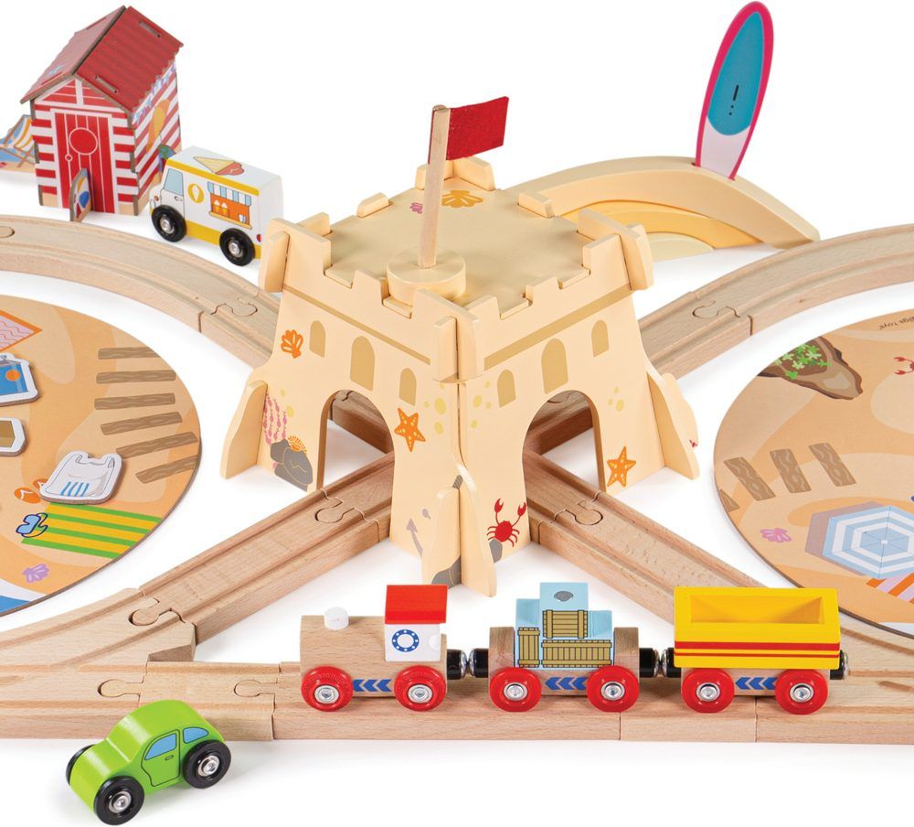 Bigjigs Rail Dřevěná vláčkodráha Úklid pobřeží 70 dílů - obrázek 3