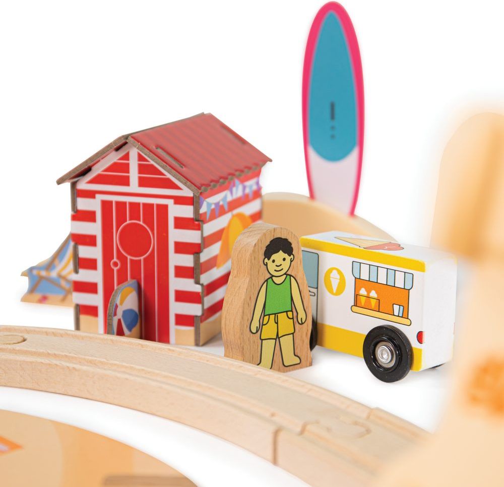Bigjigs Rail Dřevěná vláčkodráha Úklid pobřeží 70 dílů - obrázek 4