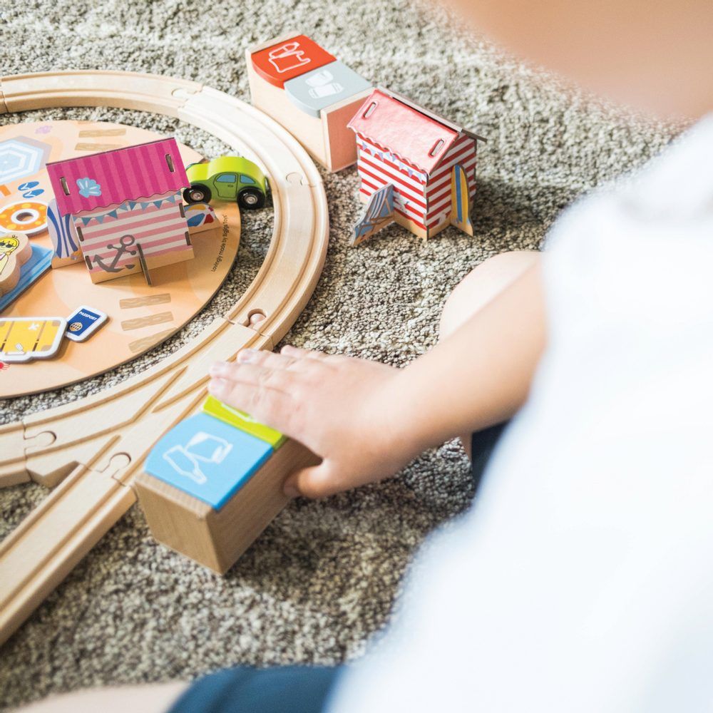 Bigjigs Rail Dřevěná vláčkodráha Úklid pobřeží 70 dílů - obrázek 7