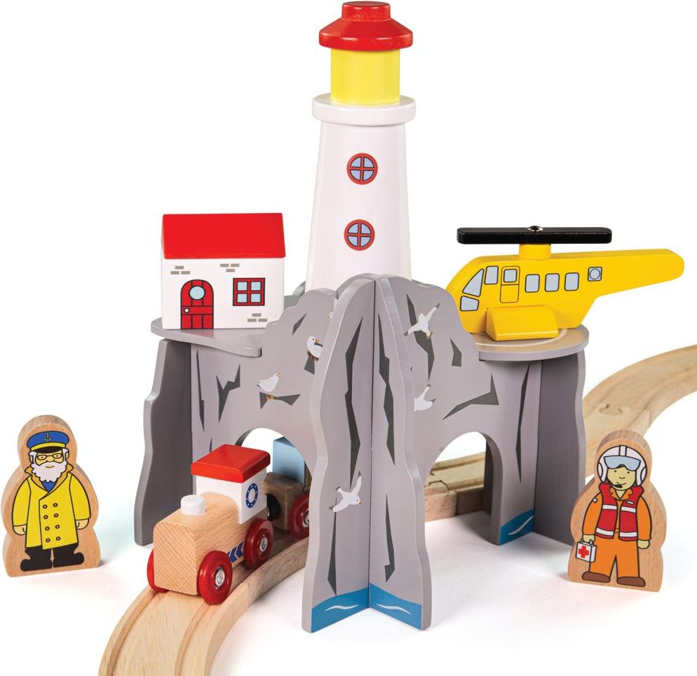 Bigjigs Rail Tunel s majákem a heliportem - obrázek 3