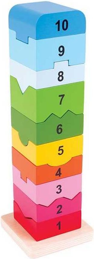 Bigjigs Toys Bigjigs Baby Dřevěná motorická věž s číslicemi - obrázek 1