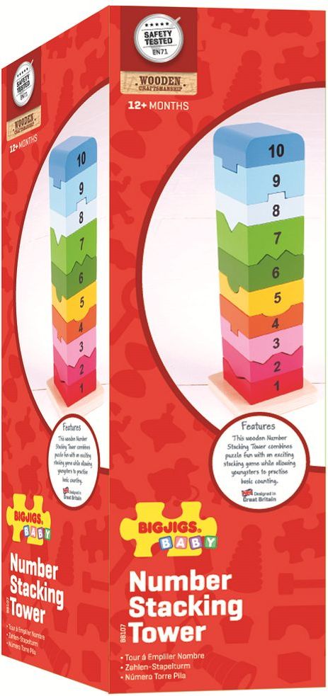 Bigjigs Toys Bigjigs Baby Dřevěná motorická věž s číslicemi - obrázek 4