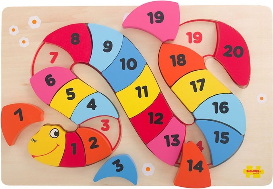 Bigjigs Toys Vkládací puzzle čísla had - obrázek 1