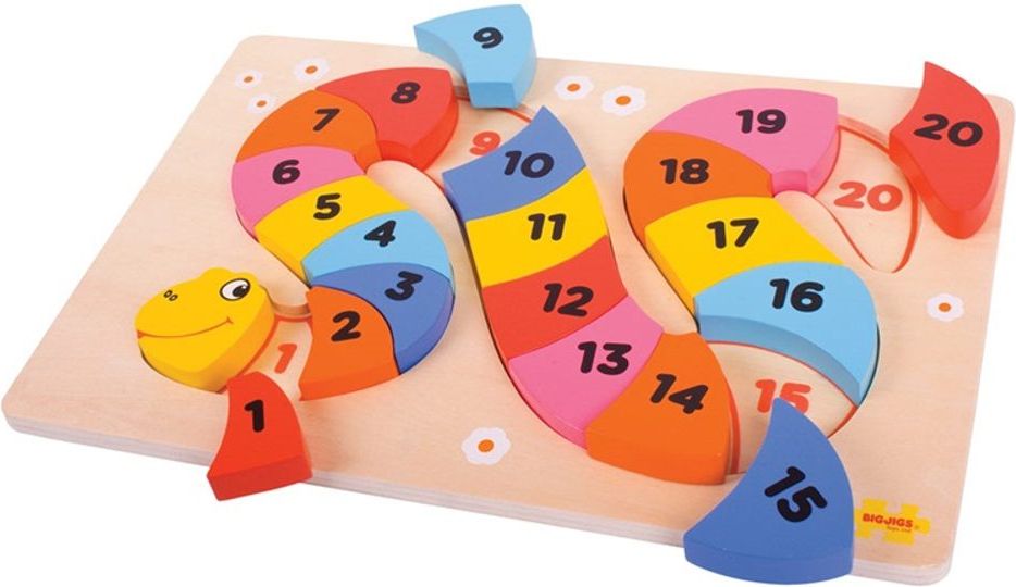 Bigjigs Toys Vkládací puzzle čísla had - obrázek 2