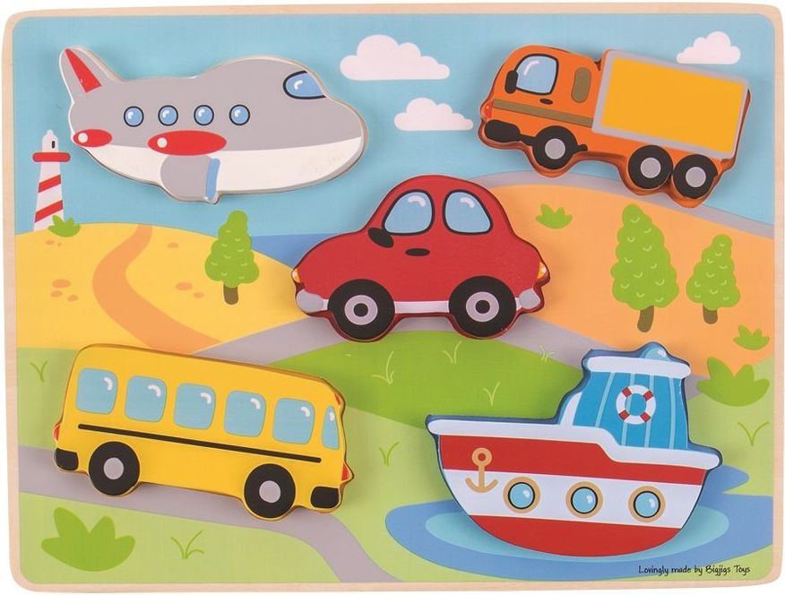 Bigjigs Toys Vkládací puzzle dopravní prostředky - obrázek 1