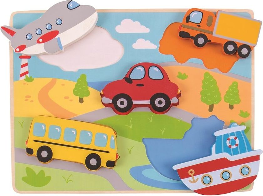 Bigjigs Toys Vkládací puzzle dopravní prostředky - obrázek 3