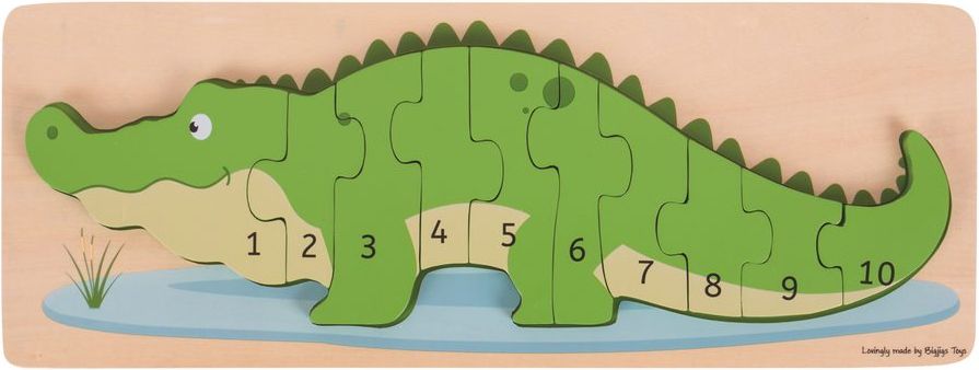 Bigjigs Toys Vkládací puzzle krokodýl s čísly - obrázek 1